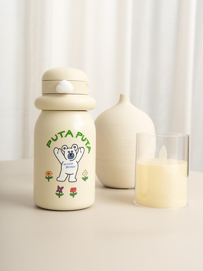 WOODBUDDY “The Top Hat” Mio Bear Thermos | Dual-Mode Sipping Flask